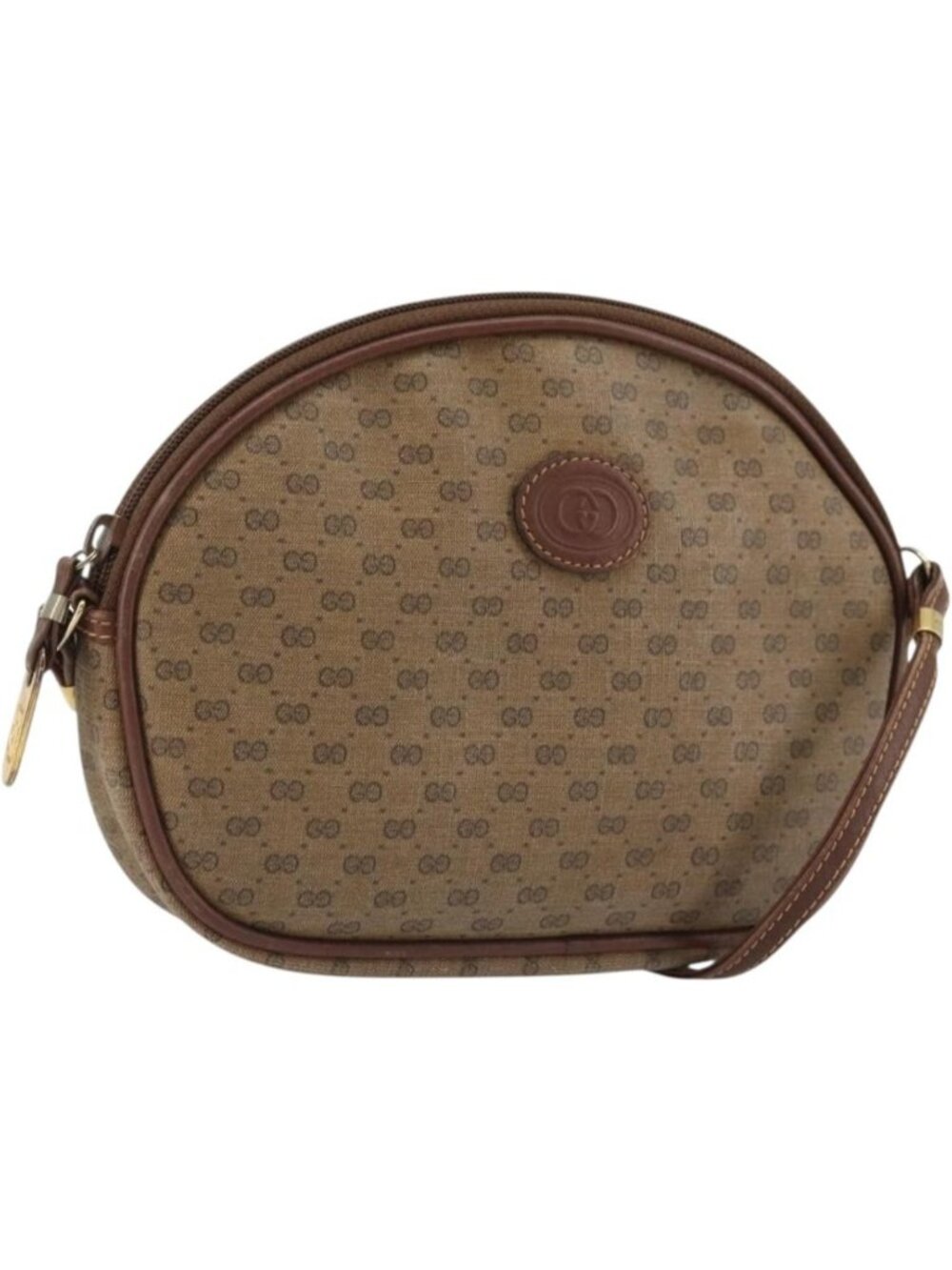 GUCCI Micro GG Supreme Shoulder Bag PVC Beige Gold